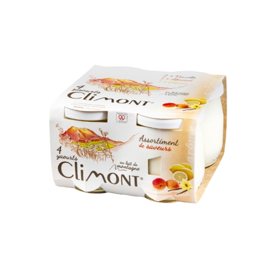 Yaourt Assortiment de Saveurs Vanille, Abricot, Citron au lait de Montagne CLIMONT