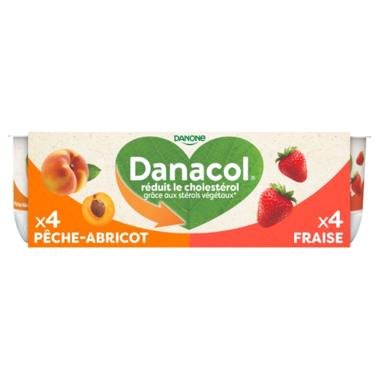 Yaourts Pêche, Abricot, Fraise 0% MG DANACOL