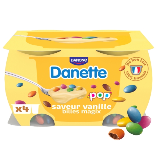 Crème dessert vanille avec billes chocolat DANETTE POP