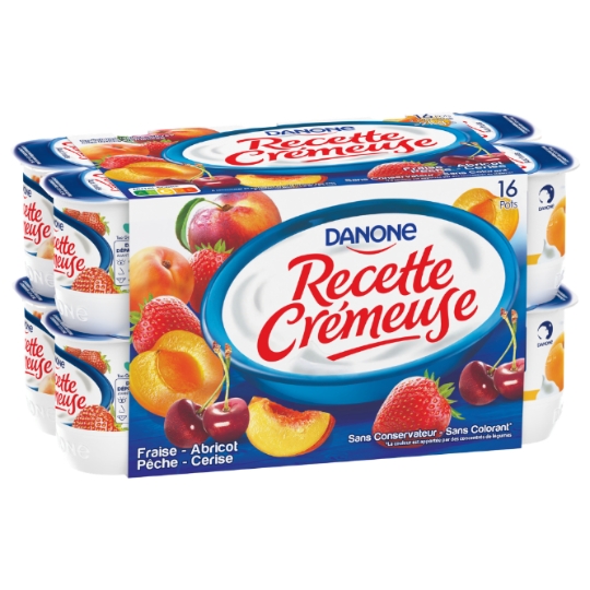 Yaourts aux fruits fraise abricot pêche framboise recette crémeuse DANONE