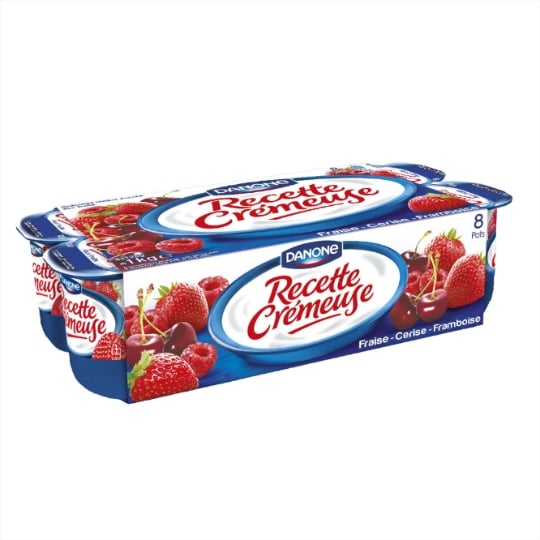 Yaourts aux fruits rouges fraise cerise framboise recette crémeuse DANONE