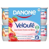 Yaourt aux fruits mixés fraise framboise pêche abricot DANONE VELOUTE
