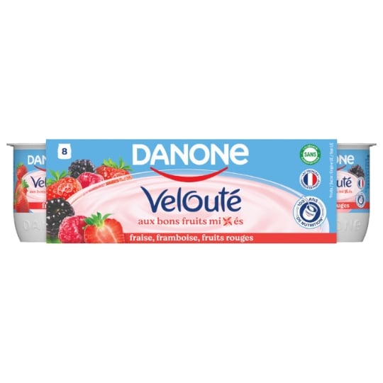Yaourt aux fruits mixés fraise framboise DANONE VELOUTE