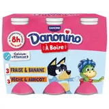 Yaourt à boire aux fruits pêche abricot fraise banane DANONINO