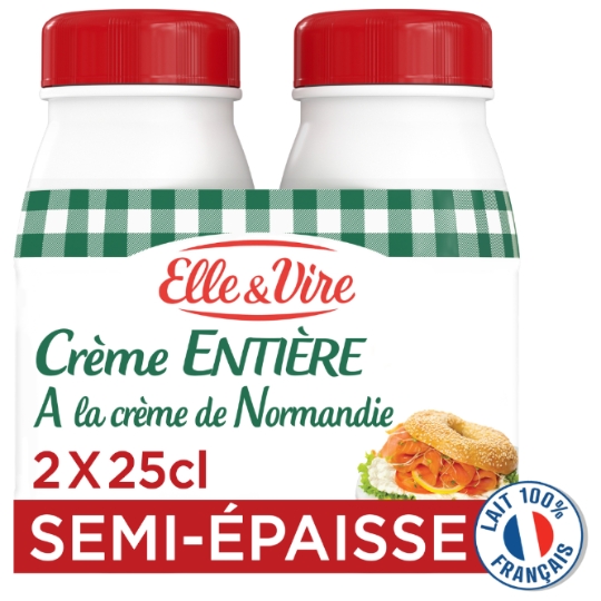 Crème Uht Semi-Épaisse Entière ELLE & VIRE