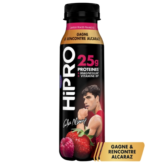 Yaourt à boire fraise framboise protéiné 0% MG HIPRO