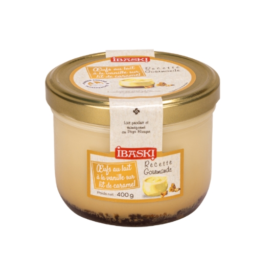 Crème Dessert Œufs au Lait à la Vanille sur Lit de Caramel IBASKI