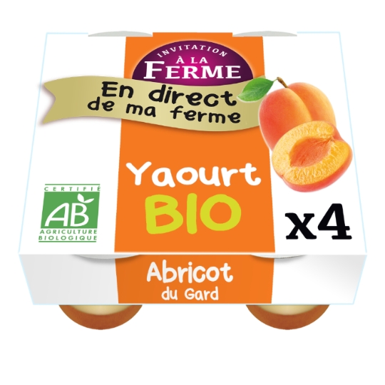 Yaourts abricot Bio INVITATION A LA FERME