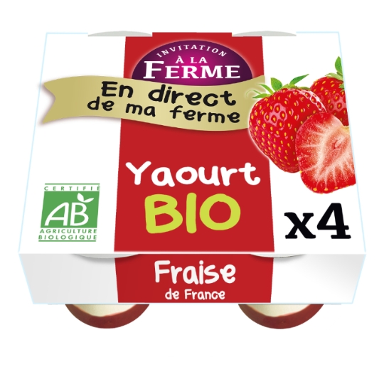 Yaourt fraise Bio INVITATION A LA FERME