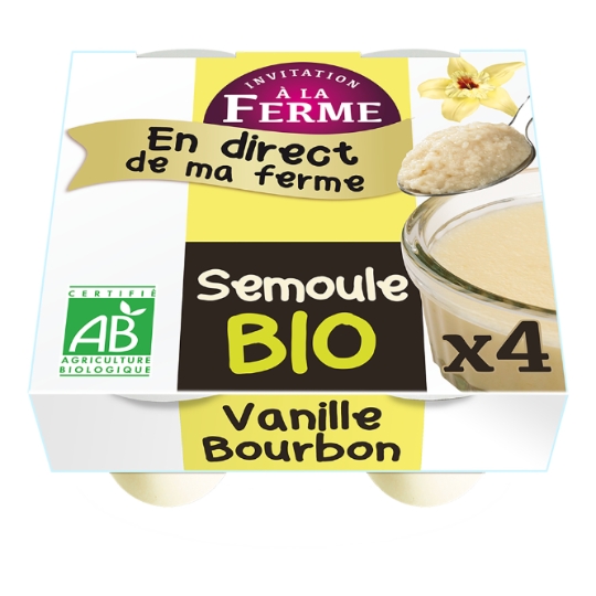 Yaourt a la Semoule Vanille Bio INVITATION A LA FERME