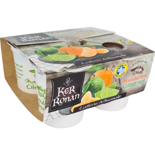 Yaourt brassé au lait entier à la mandarine et citron  KER RONAN