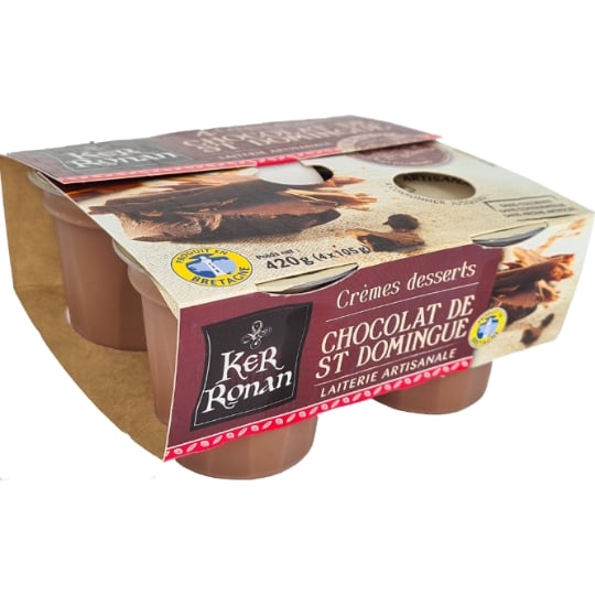 Crème dessert  lait entier chocolat de Saint Domingue KER RONAN
