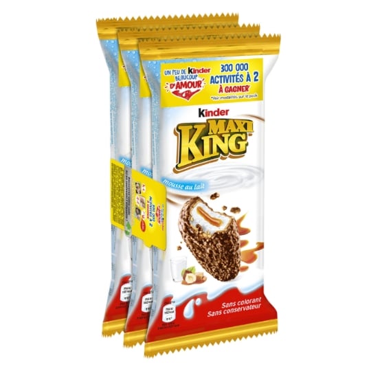 Gaufrettes fourrées et enrobées chocolat noisette KINDER MAXI KING