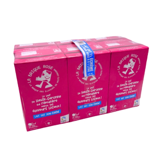 Lait Demi-Ecrémé De Haute-Garonne Pasteurisé LA BRIQUE ROSE