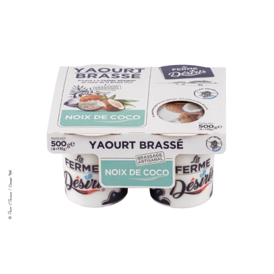 Yaourt Brassé Noix de Coco Brassage Artisanal au Lait Entier LA FERME DESIRIS