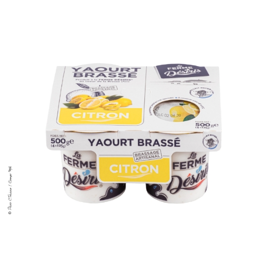 Yaourt Brassé Citron Brassage Artisanal au Lait Entier LA FERME DESIRIS