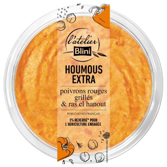 Houmous Extra Poivrons Rouges Grillés Ras el Hanout ATELIER BLINI
