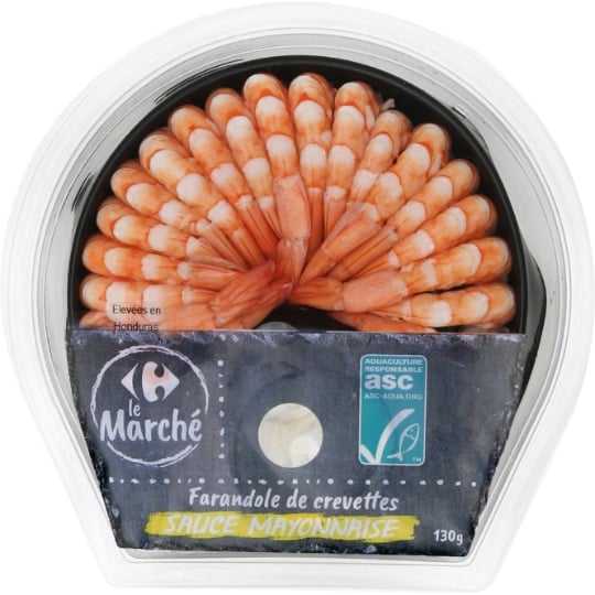 Crevettes  semi-décortiquées ASC et mayonnaise  CARREFOUR LE MARCHE