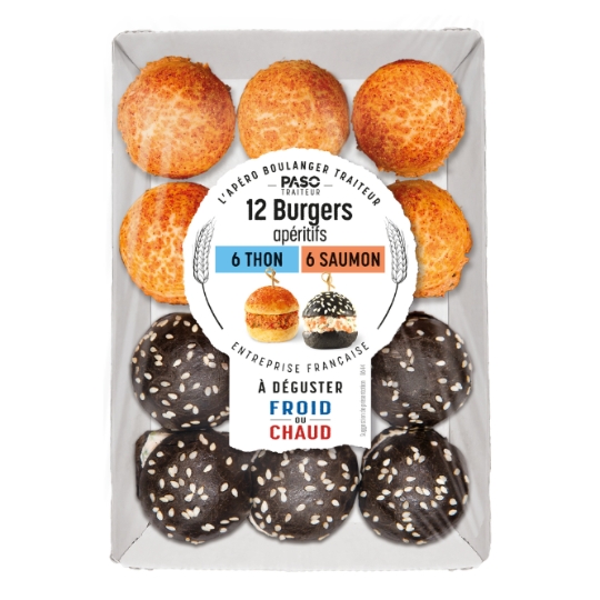 Mini Burgers Apéritifs 6 Thon et 6 Saumon PASO TRAITEUR