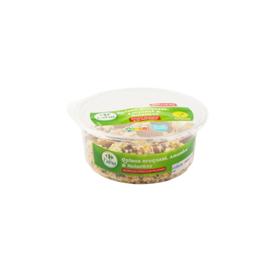 Salade composée de quinoa blanc et rouge, de lentilles corail et source de fibres et de protéines, végan CARREFOUR