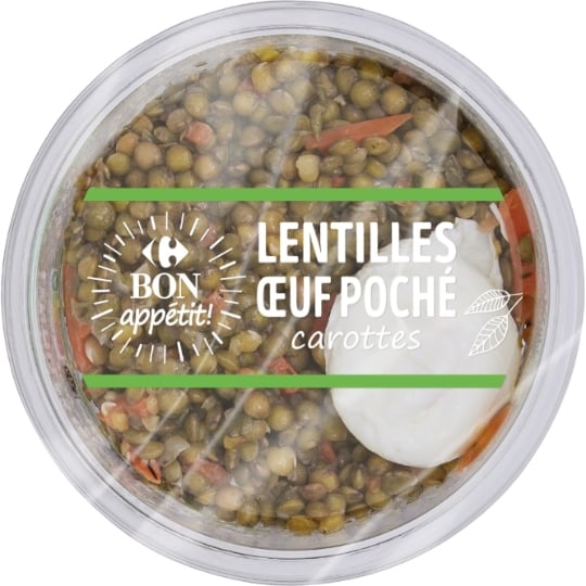 Salade lentilles œuf poché CARREFOUR BON APPETIT !