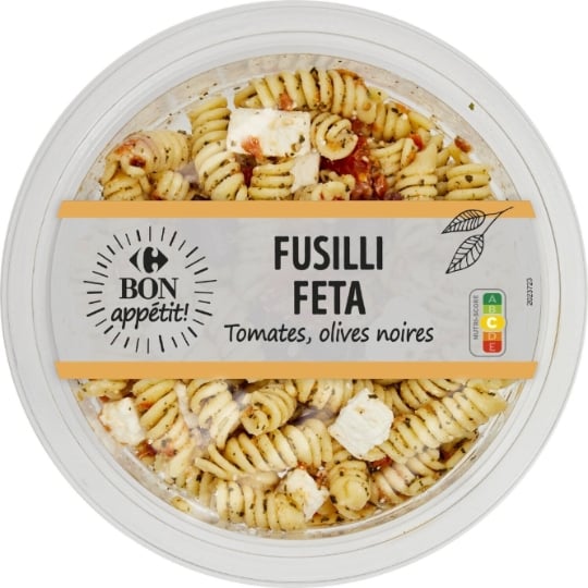 Salade fusilli feta tomates olives CARREFOUR BON APPETIT !