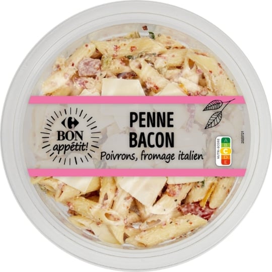 Salade penne bacon poivrons fromage CARREFOUR BON APPETIT !