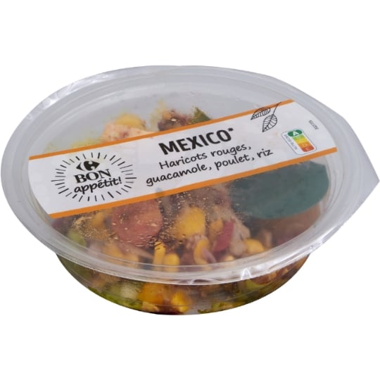 Salade haricots rouge, poulet riz CARREFOUR BON APPETIT !