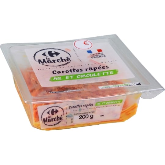 Carottes râpées ail et ciboulette CARREFOUR LE MARCHE