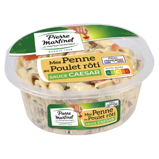 Salade pâtes penne poulet rôti sauce caesar PIERRE MARTINET