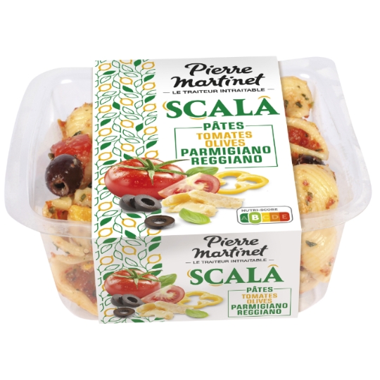 Salade Scala Pâtes Tomates Olives Parmigiano Reggiano PIERRE MARTINET