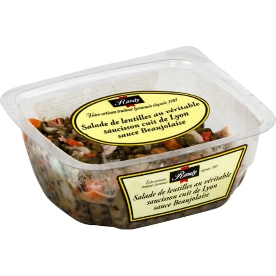 Salade lentilles saucisson sauce Beaujolaise RANDY