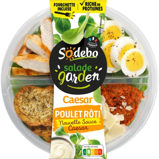 Salade Poulet Rôti Oeuf Concassé de Tomates et Tartines Grillées Sauce Caesar SODEBO