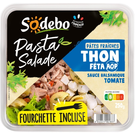 Salade de Pâtes Thon Feta AOP Sauce Balsamique Tomate SODEBO