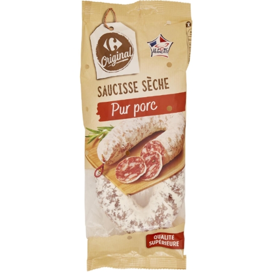 Saucisse sèche pur porc et de qualité supérieure CARREFOUR