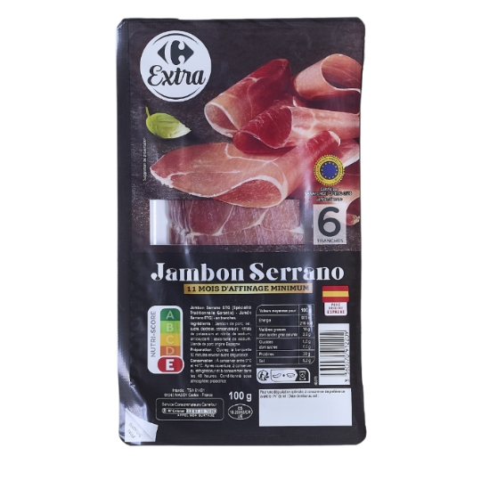 Jambon serrano, en tranches et STG CARREFOUR