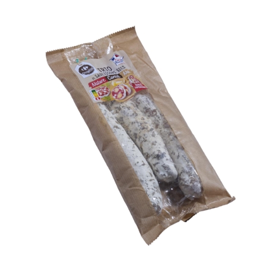 Saucisson sec au Cantal AOP, pur porc et aux noix CARREFOUR