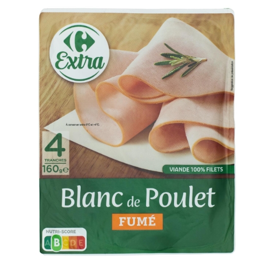 Blanc de poulet fumé au bois de hêtre et qualité supérieure CARREFOUR