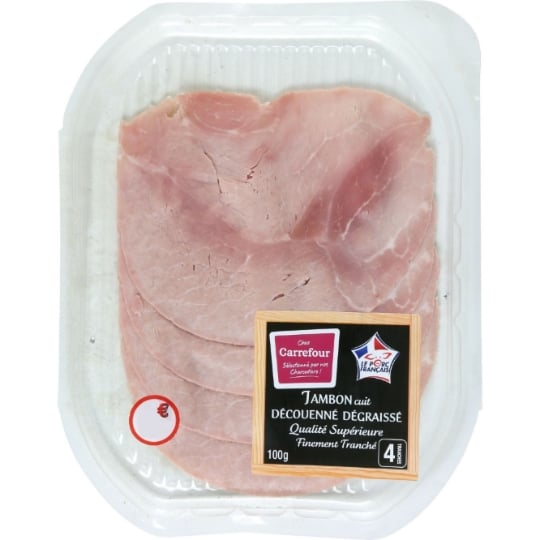 Jambon cuit découenné dégraissé CARREFOUR