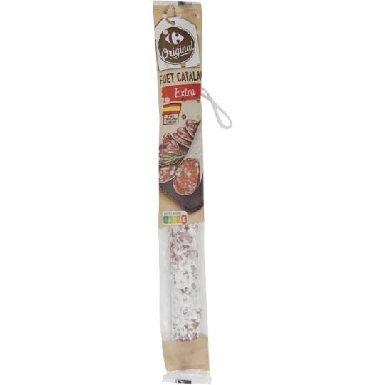 Fuet catalan extra - Spécialité de saucisse sèche de porc origine Espagne Catalan Extra CARREFOUR
