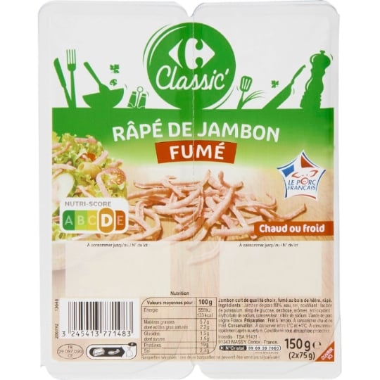Râpé de jambon fumé CARREFOUR CLASSIC'