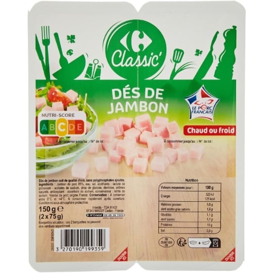 Dés de jambon CARREFOUR CLASSIC'