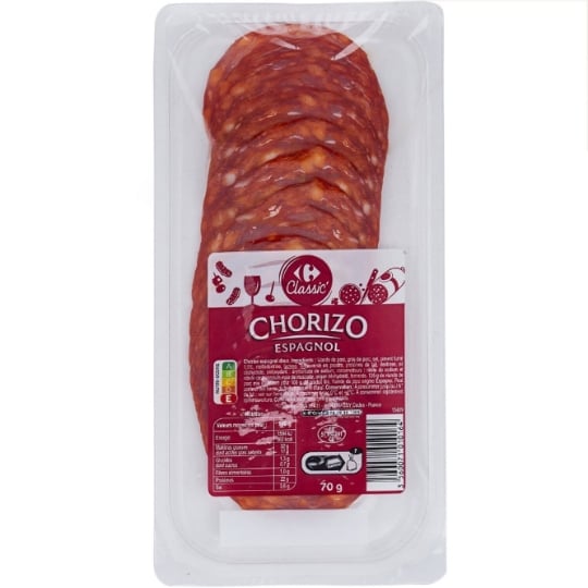 Chorizo espagnol doux Espagnol CARREFOUR CLASSIC'