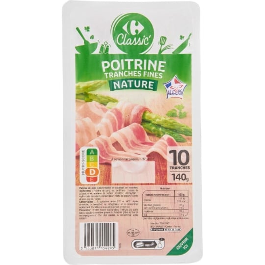 Poitrine nature tranches fines CARREFOUR CLASSIC'