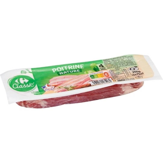 Poitrine de porc nature CARREFOUR CLASSIC'