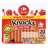 Saucisses pur porc et fumées au bois de hêtre CARREFOUR CLASSIC'