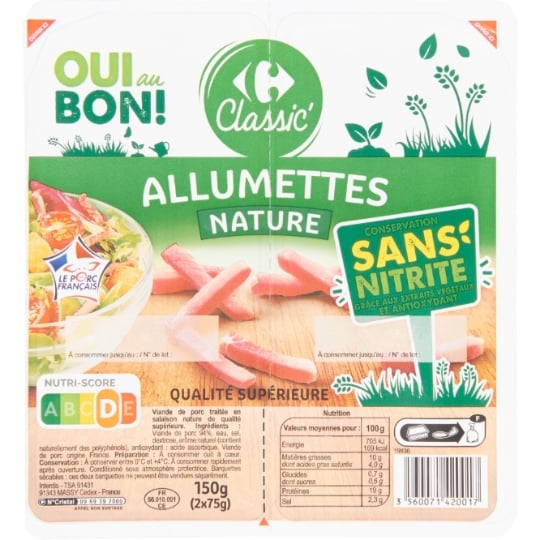 Allumettes nature sans nitrite CARREFOUR CLASSIC'