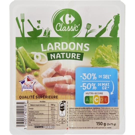 Lardons nature CARREFOUR CLASSIC'