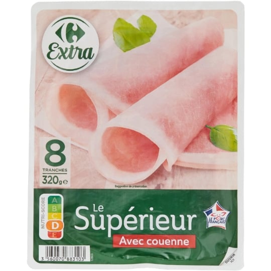 Jambon Le Supérieur Avec Couenne CARREFOUR EXTRA