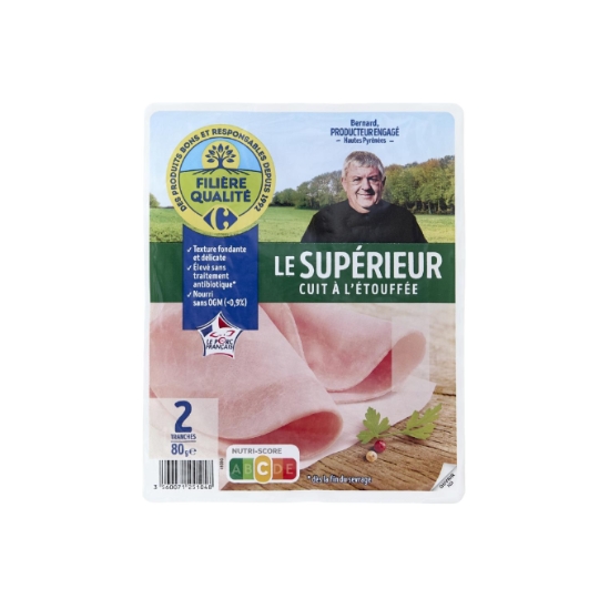 Jambon Le supérieur cuit à l'étouffée CARREFOUR EXTRA